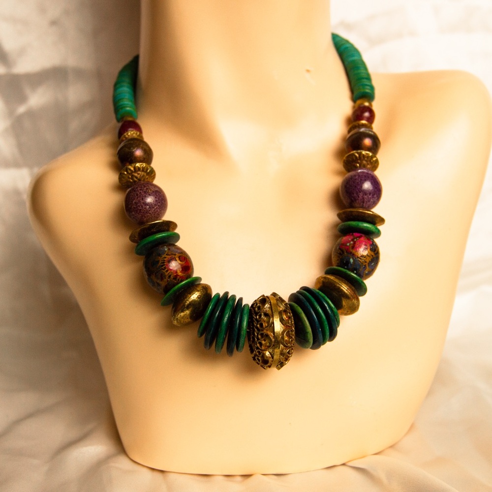 Vintage filigree hand-forged leg bone necklace 1980s jewelry rare find